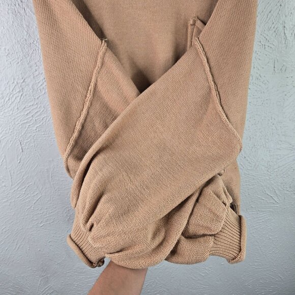 POL Slouchy Sweater Sz S Tan Cotton Knit Relaxed Oversized Boho Grunge Pull Over - Picture 7 of 13